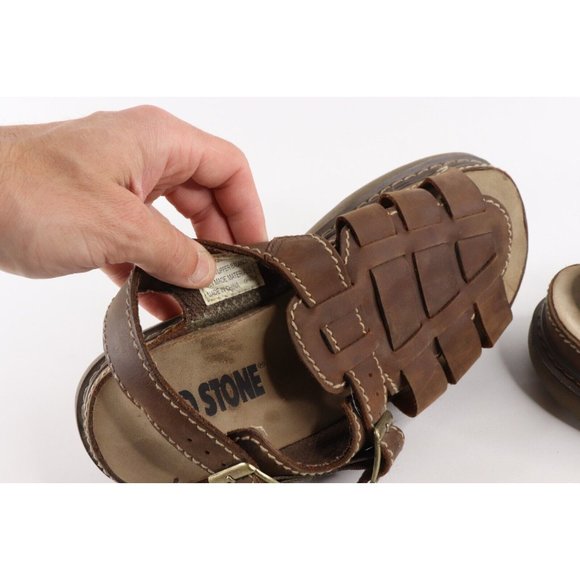 Vintage Streetwear Grunge Mens 8 Chunky Platform Fisherman Leather Sandals Brown main image 2